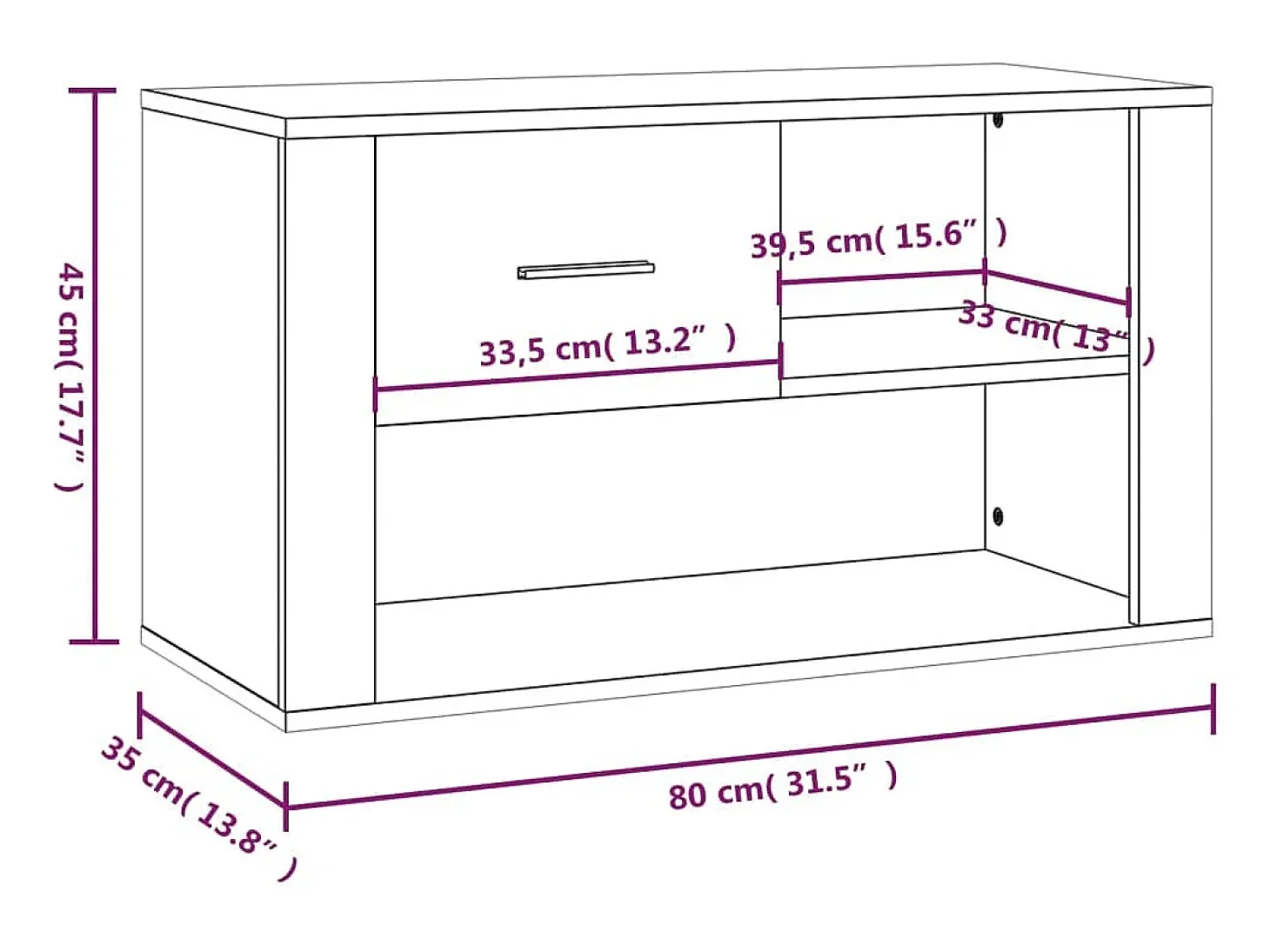 Zapatero de roble ahumado 80x35x45 cm Madera de ingeniería