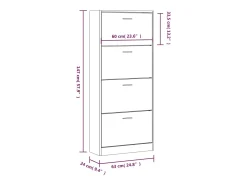 Zapatero de roble ahumado 63x24x147 cm Madera de ingeniería