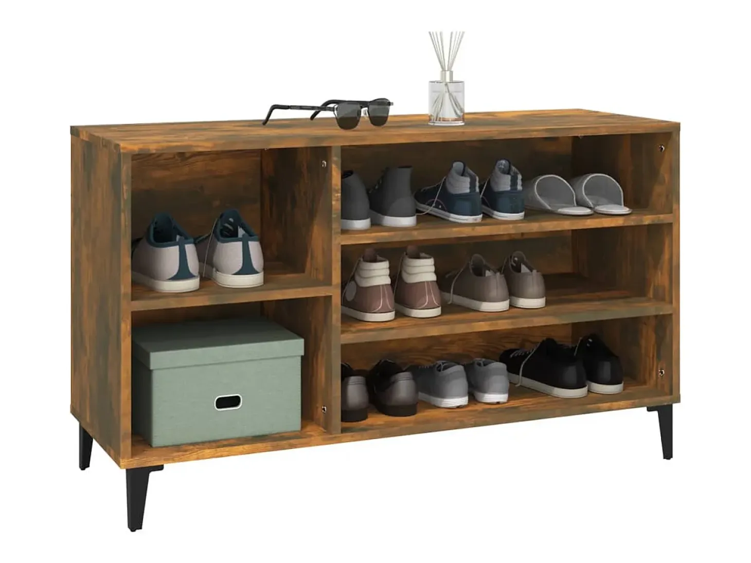 Zapatero de roble ahumado 102x36x60 cm Madera de ingeniería