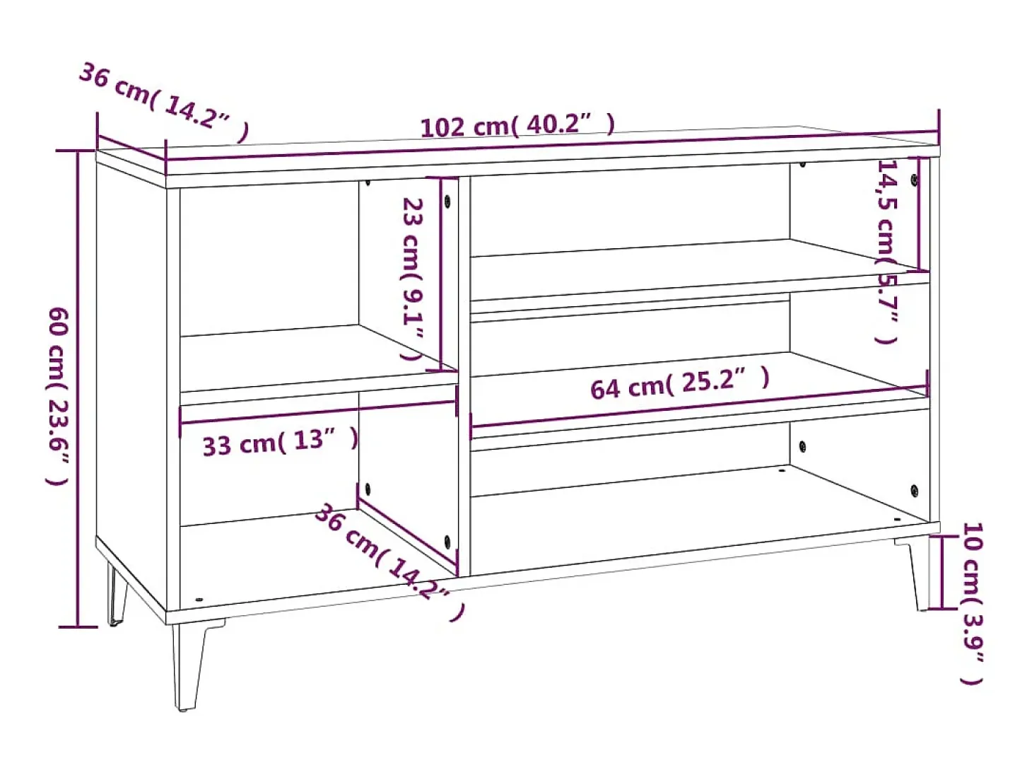 Zapatero de roble ahumado 102x36x60 cm Madera de ingeniería