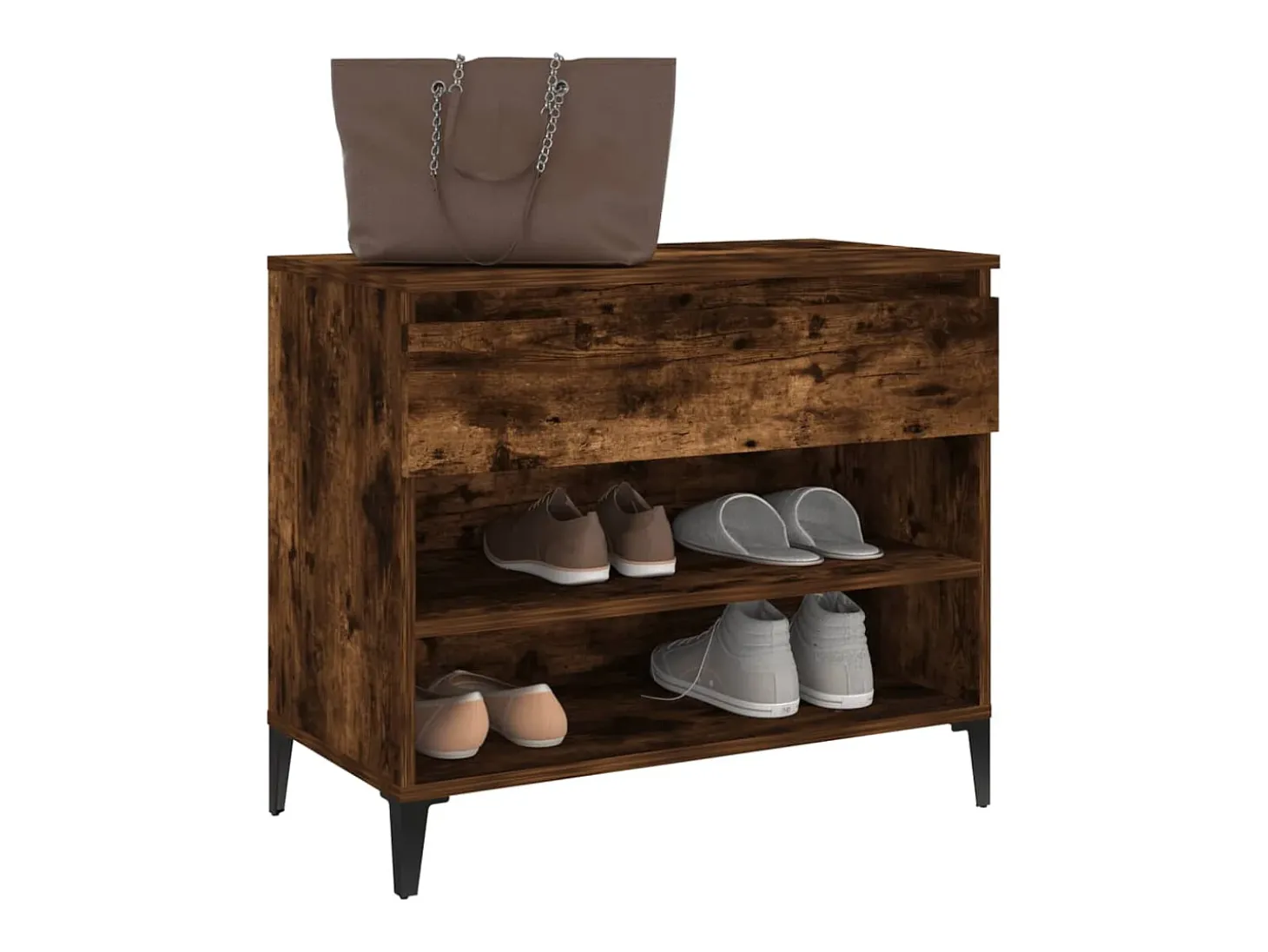 Zapatero de roble ahumado 70x36x60 cm Madera de ingeniería