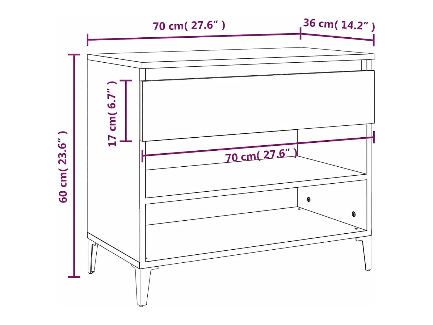 Zapatero de roble ahumado 70x36x60 cm Madera de ingeniería