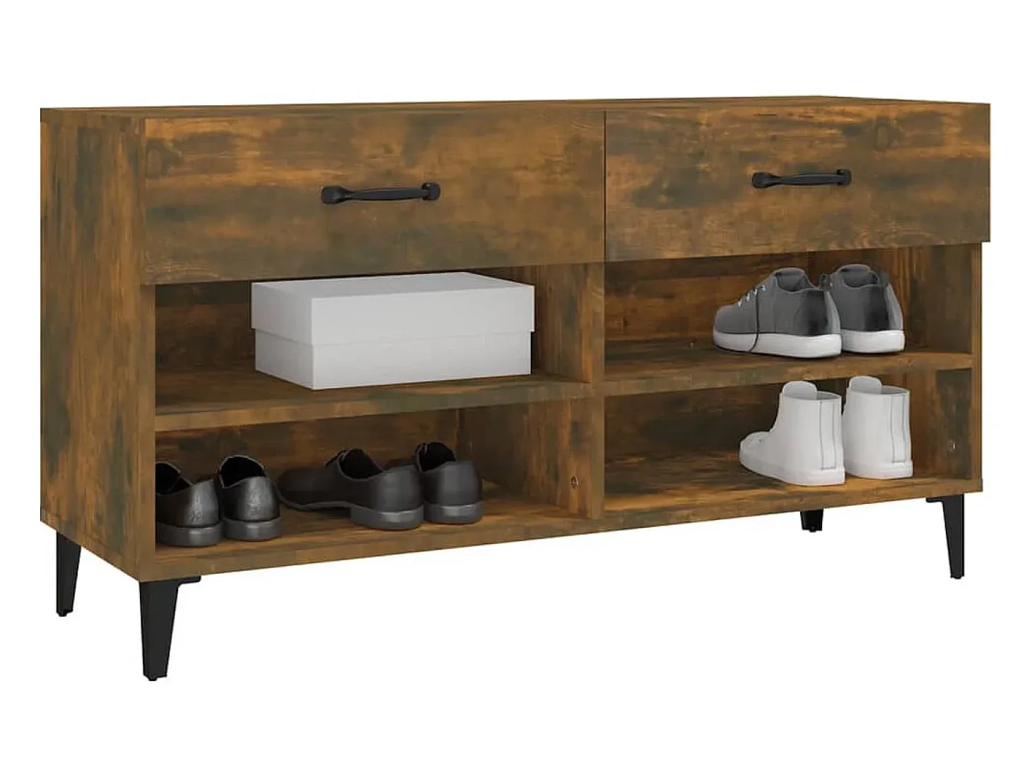 Zapatero de roble ahumado 102x35x55 cm Madera de ingeniería