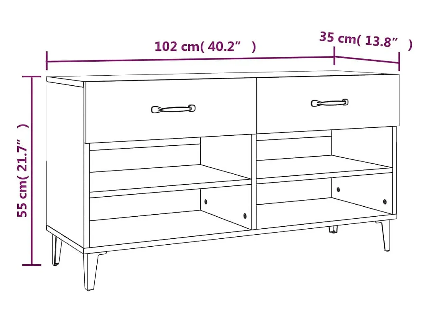 Zapatero de roble ahumado 102x35x55 cm Madera de ingeniería