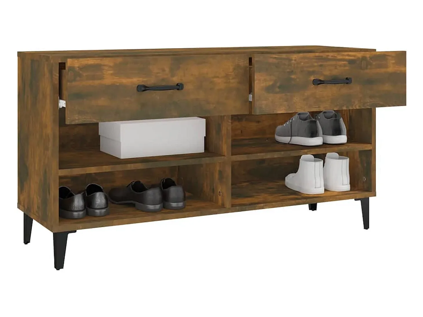Zapatero de roble ahumado 102x35x55 cm Madera de ingeniería