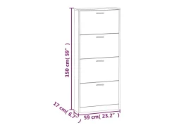 Zapatero de roble ahumado 59x17x150 cm Madera de ingeniería