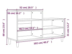 Zapatero de roble ahumado 102x36x60 cm Madera de ingeniería