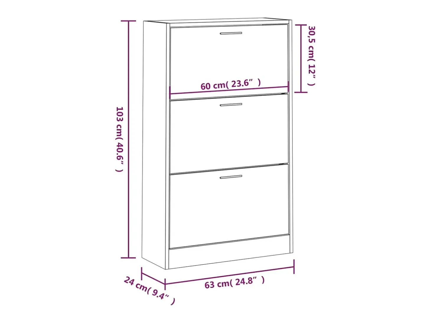 Zapatero de roble ahumado 63x24x103 cm Madera de ingeniería