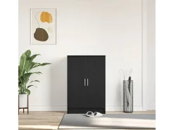 Zapatero de roble negro 60x35x92 cm madera de ingeniería