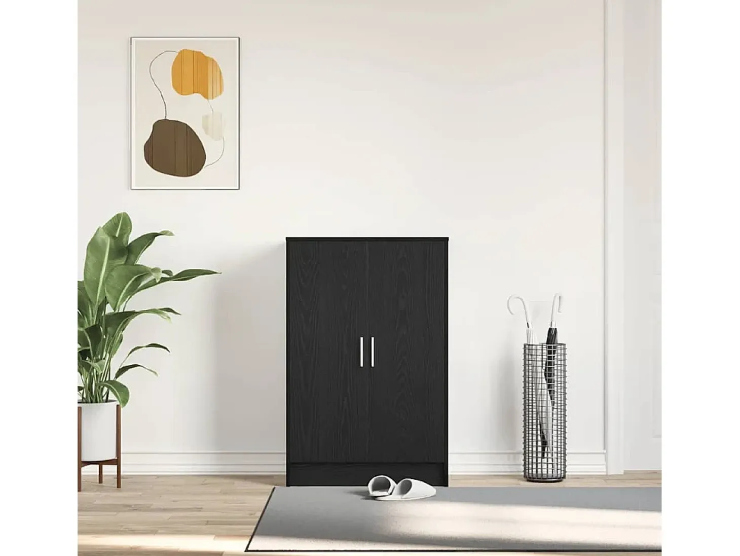 Zapatero de roble negro 60x35x92 cm madera de ingeniería