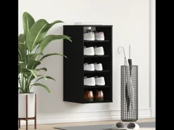 Zapatero de roble negro 32x35x70 cm en madera compuesta