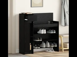 Zapatero de Roble Negro 100,5x28x100 cm en madera MDF