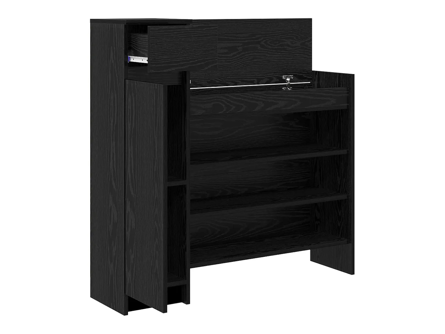 Zapatero de Roble Negro 100,5x28x100 cm en madera MDF