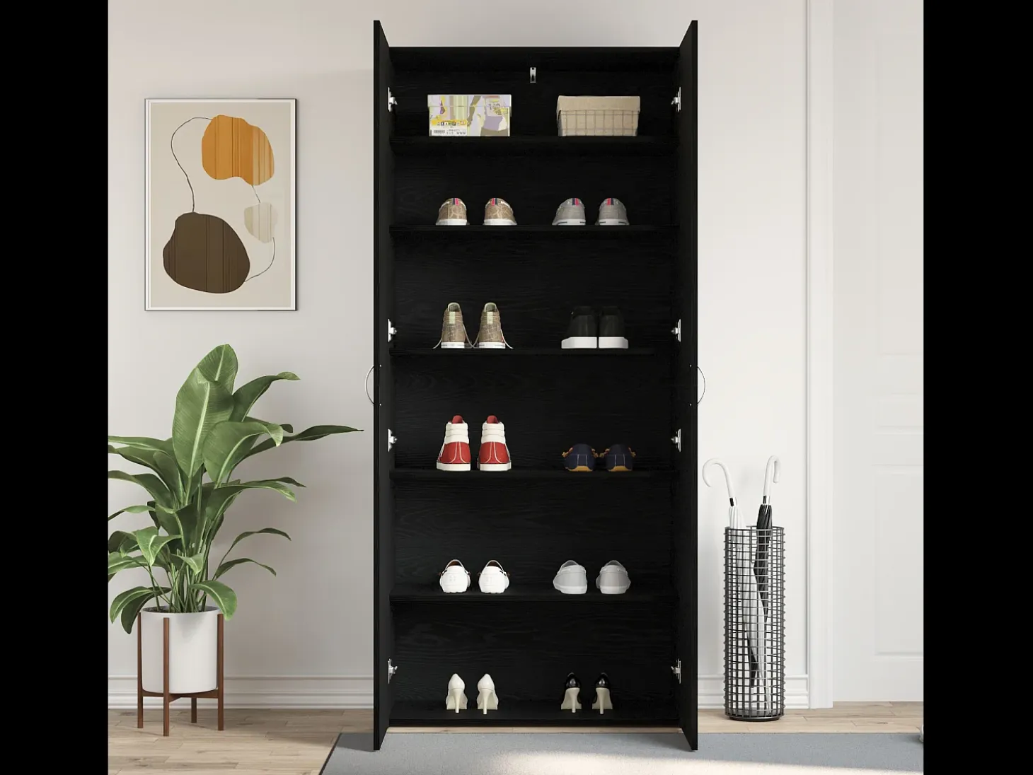 Zapatero de roble negro 80x35,5x180 cm Madera de ingeniería