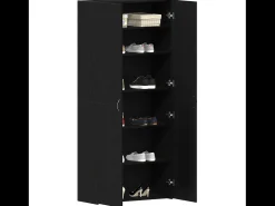 Zapatero de roble negro 80x35,5x180 cm Madera de ingeniería