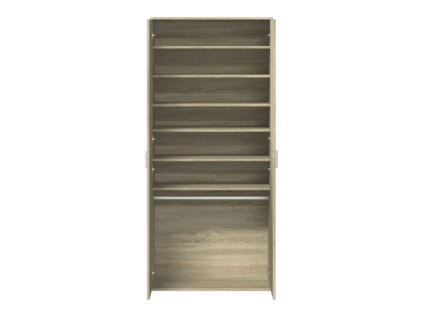 Zapatero de roble Sonoma de 80 x 39 x 178 cm de madera de ingeniería