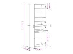 Zapatero de roble Sonoma de 80 x 39 x 178 cm de madera de ingeniería