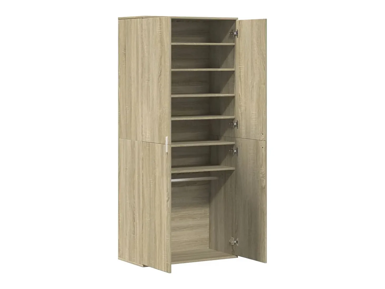 Zapatero de roble Sonoma de 80 x 39 x 178 cm de madera de ingeniería