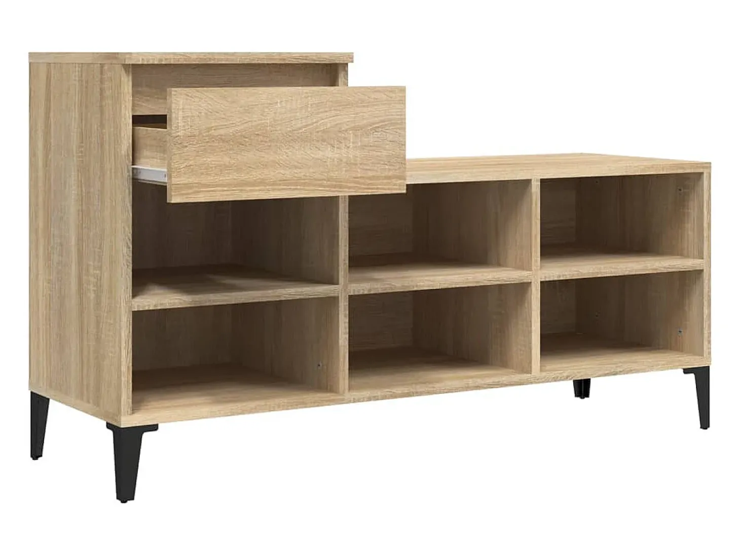 Zapatero de roble Sonoma de 102 x 36 x 60 cm de madera de ingeniería