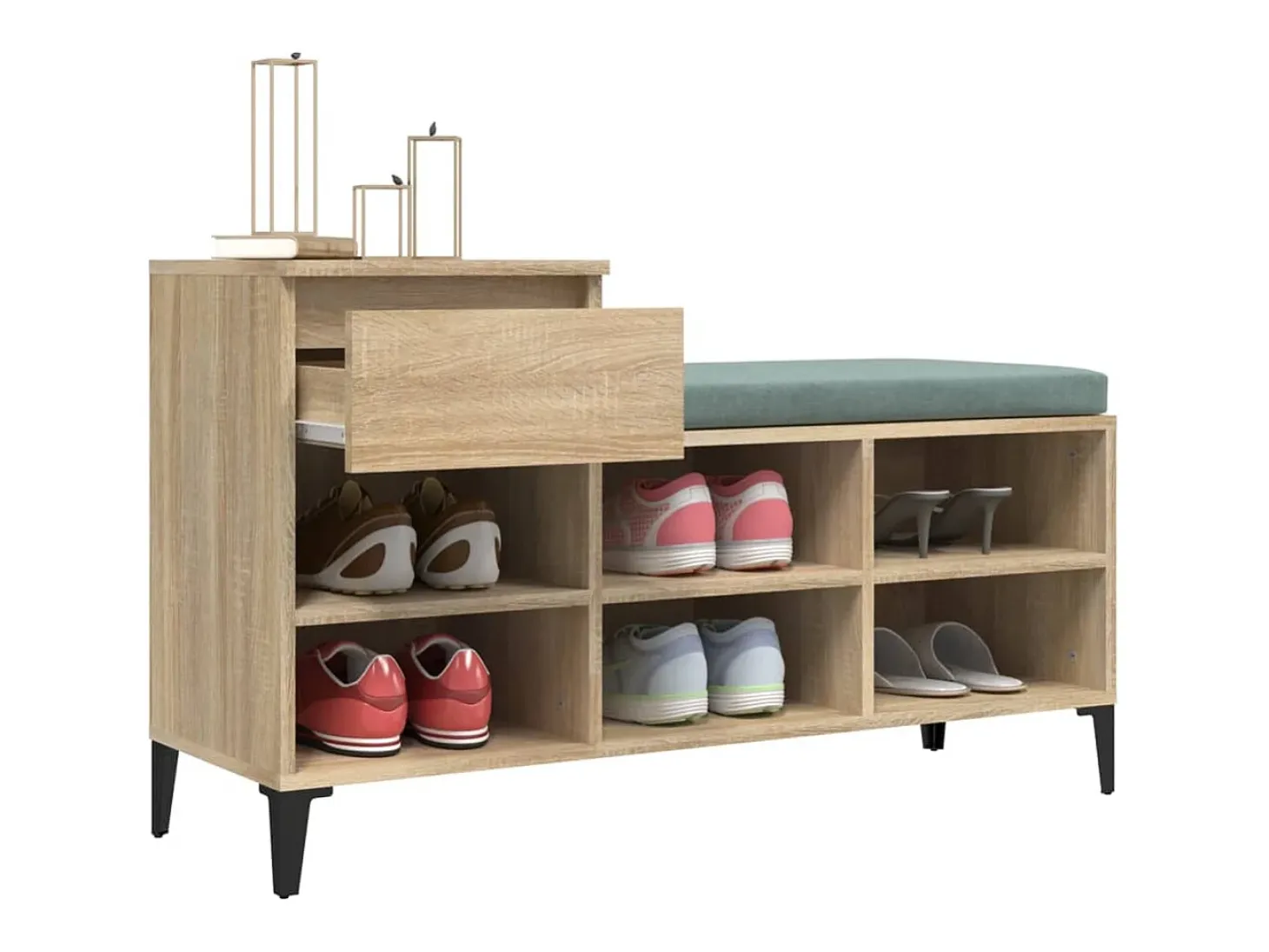 Zapatero de roble Sonoma de 102 x 36 x 60 cm de madera de ingeniería