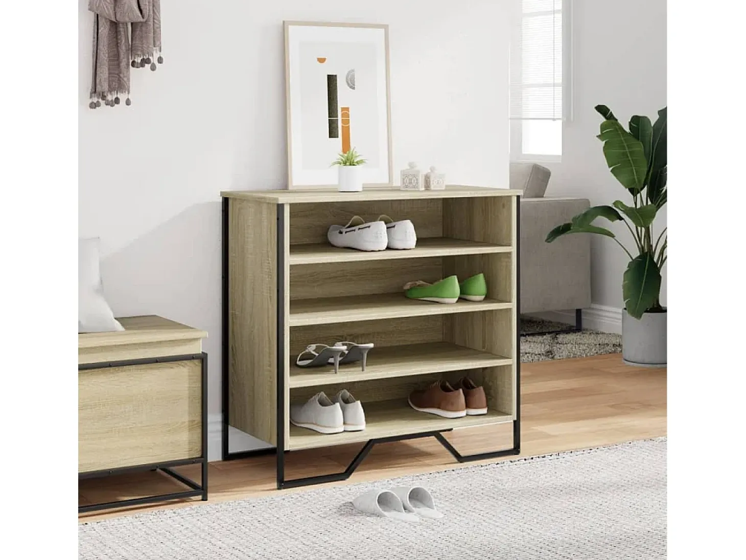 Zapatero de roble Sonoma 80x38x78 cm madera de ingeniería