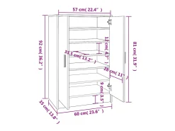 Zapatero de roble Sonoma 60x35x92 cm Madera de ingeniería