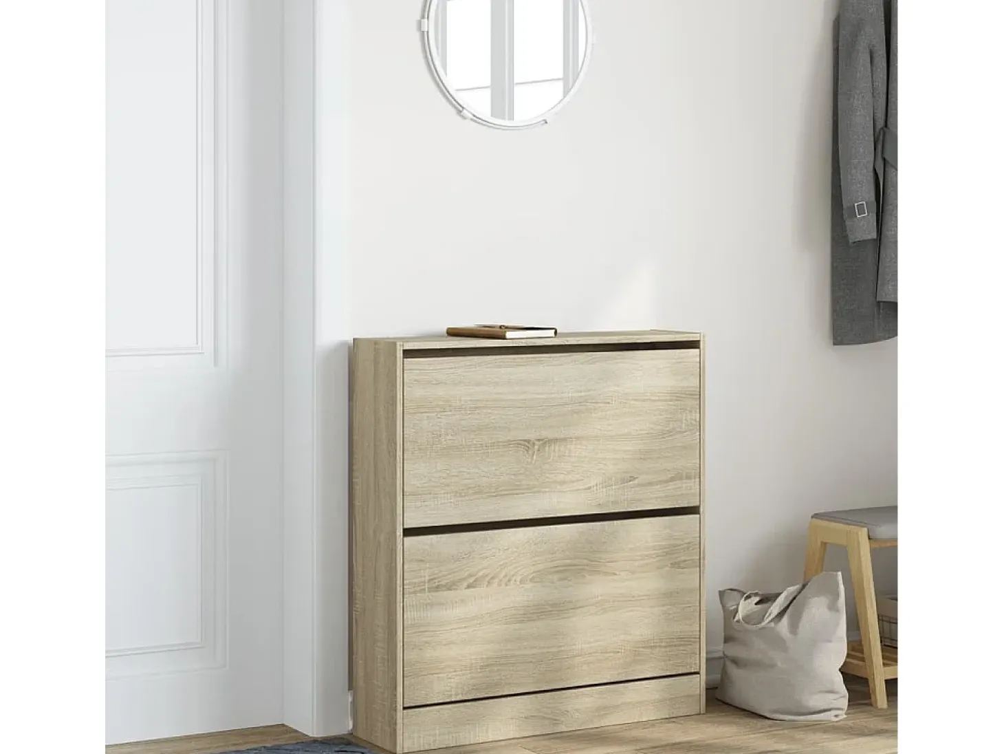 Zapatero de roble Sonoma 80x21x87,5 cm madera de ingeniería