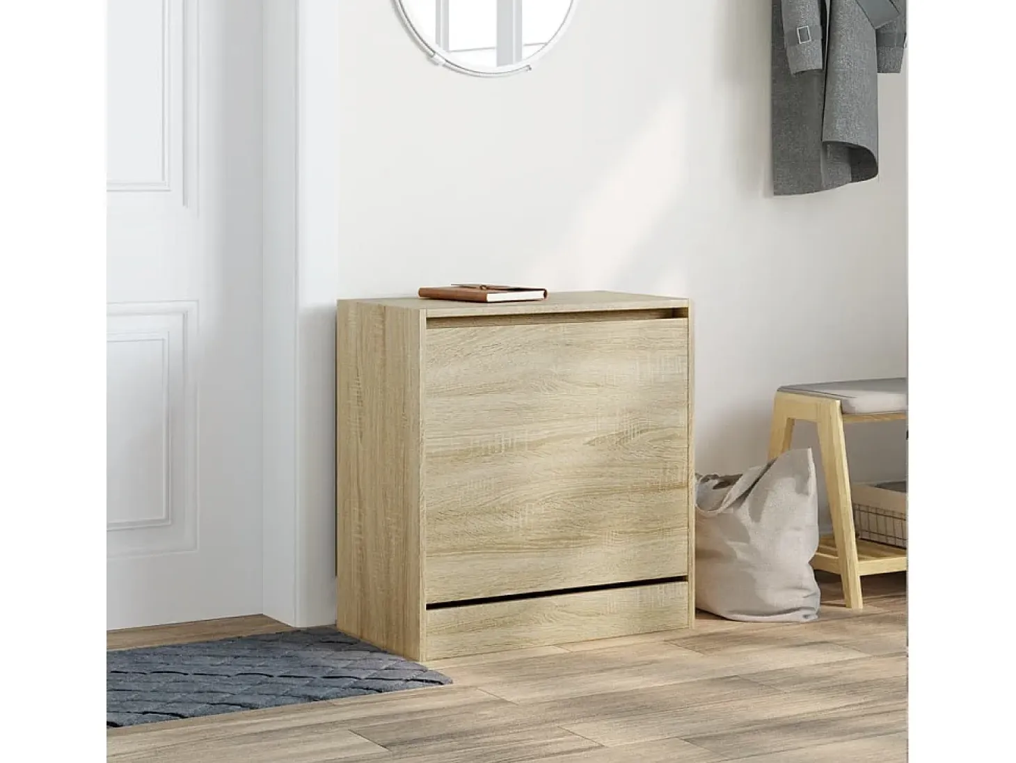Zapatero de roble Sonoma 60x34x63,5 cm madera de ingeniería