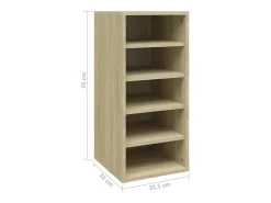 Zapatero de roble Sonoma 31,5 x 35 x 70 cm Madera de ingeniería