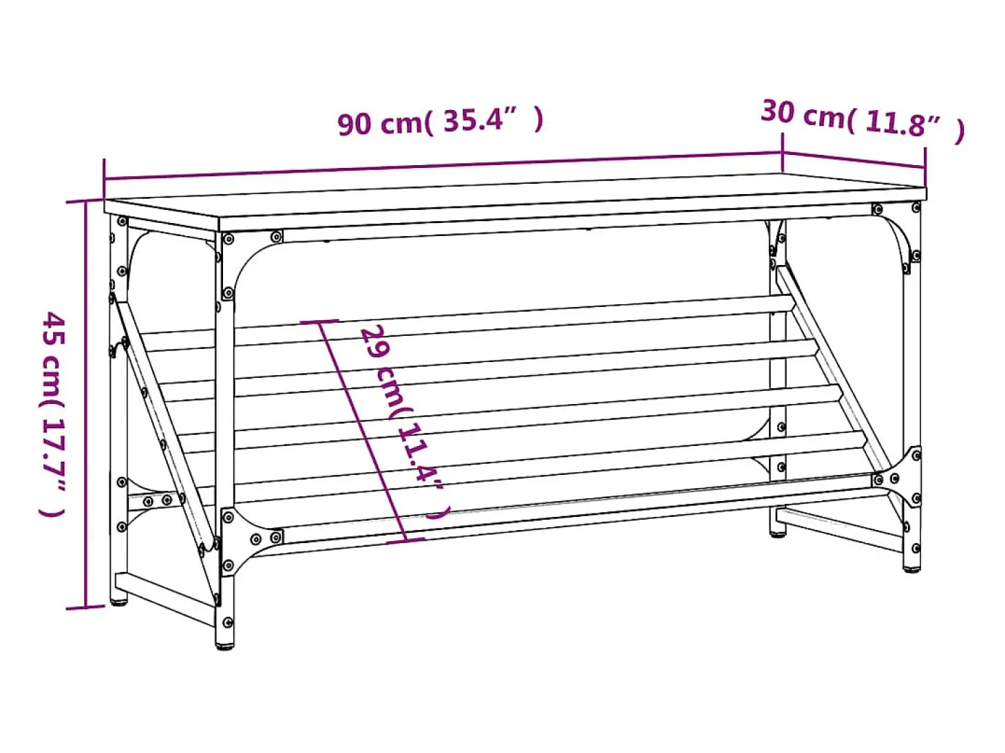 Zapatero de roble Sonoma 90x30x45 cm madera de ingeniería