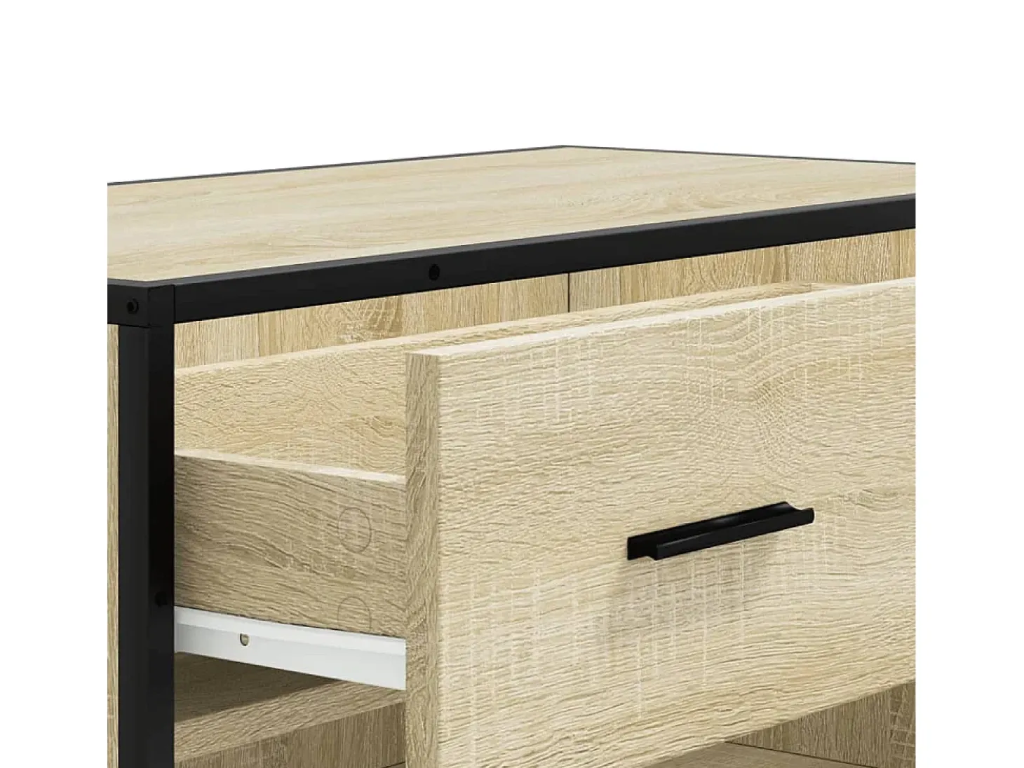 Zapatero de roble Sonoma, madera de ingeniería y metal
