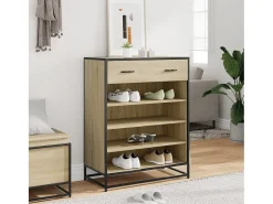 Zapatero de roble Sonoma, madera de ingeniería y metal