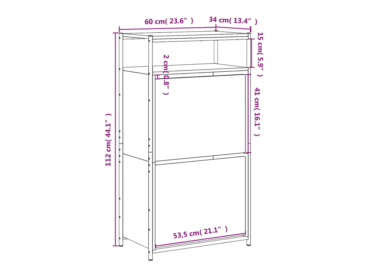 Zapatero de roble Sonoma 60x34x112cm madera de ingeniería