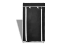 Zapatero de tela con cubierta negro 58x28x106 cm ES481765