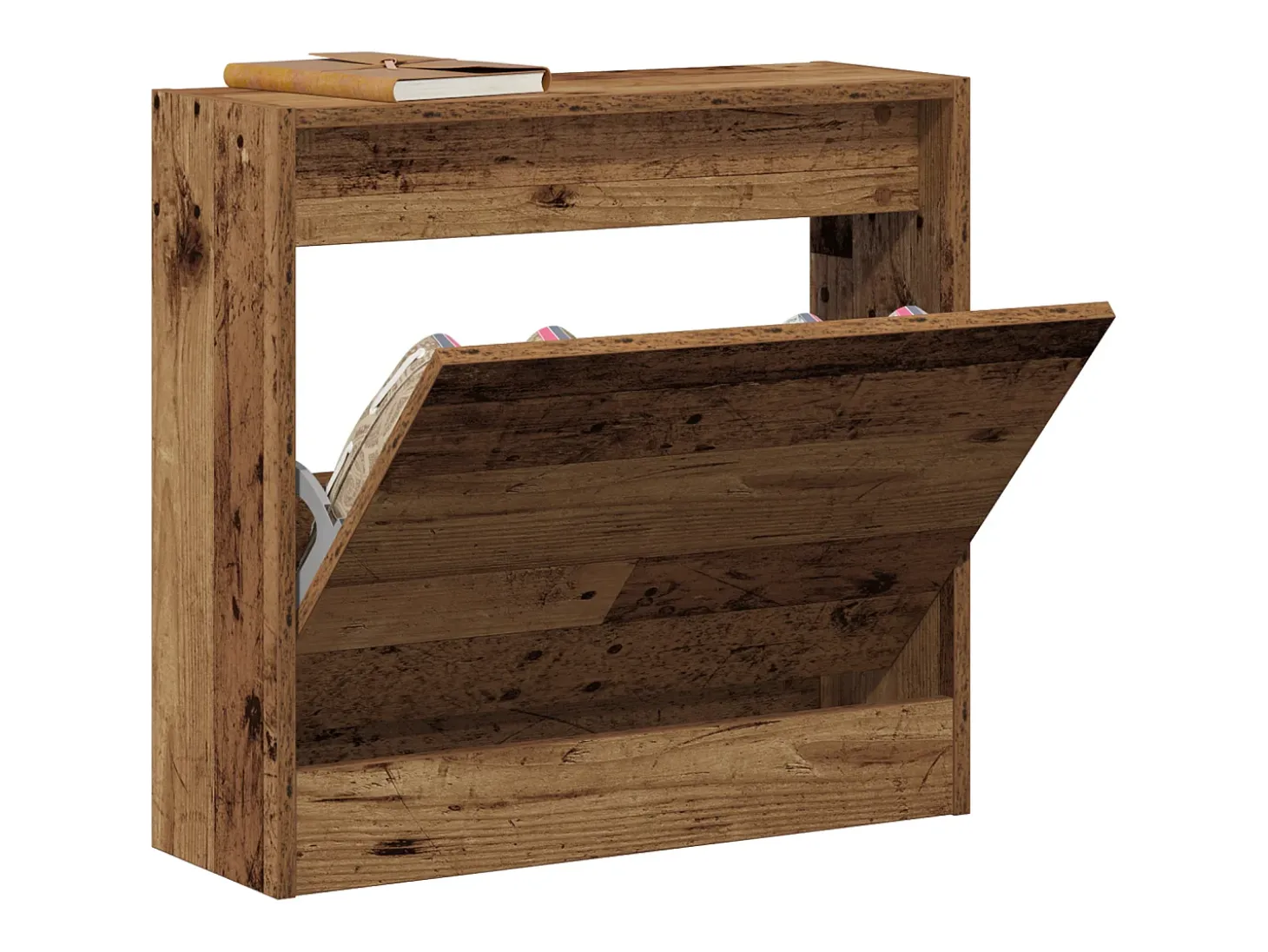 Zapatero en madera vieja 60x21x57 cm en madera técnica