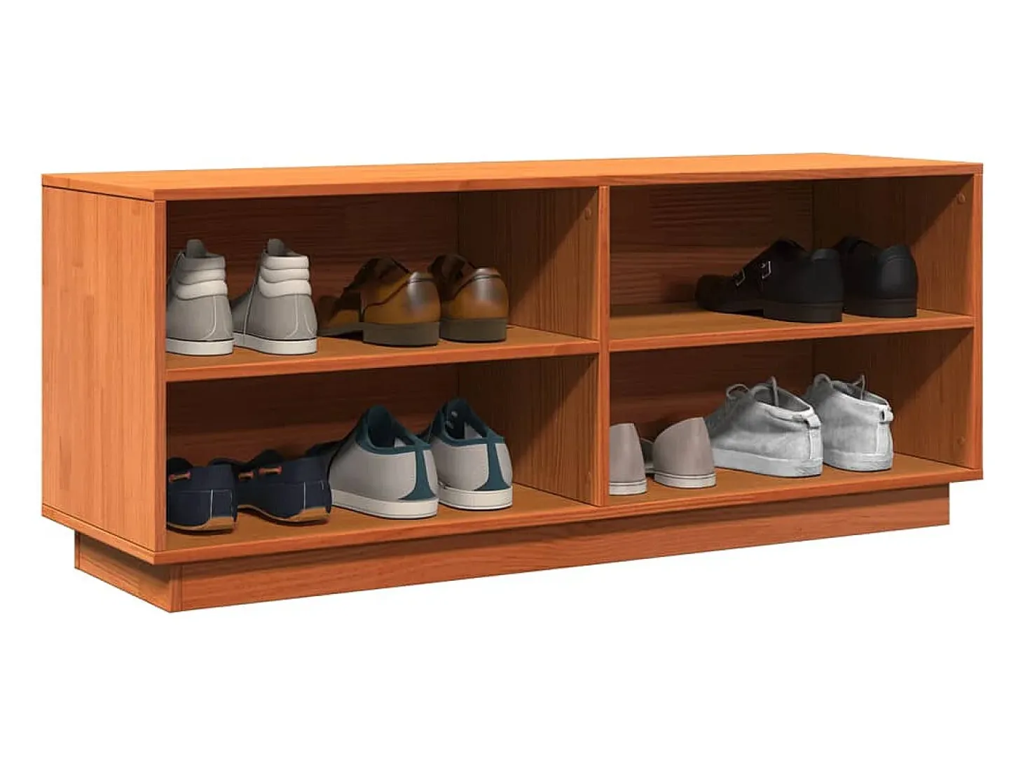 Zapatero encerado marrón 110x34x45 cm madera maciza de pino