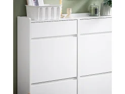 Zapatero Estrecho con 4 Solapas Organizador para Zapatos de Entrada con 2 Cajones Blanco 98 x 19 x 95 cm FSR169-W SoBuy ES