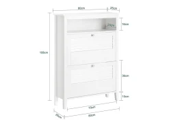 Zapatero Estrecho con 2 Solapas y 1 Estante Abierto Organizador para Zapatos de Entrada 80 x 25 x 108 cm Blanco FSR152-W SoBuy ES