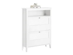 Zapatero Estrecho con 2 Solapas y 1 Estante Abierto Organizador para Zapatos de Entrada 80 x 25 x 108 cm Blanco FSR152-W SoBuy ES