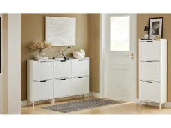 Zapatero Estrecho con 2 Solapas Organizador para Zapatos de Entrada 50 x 19 x 91 cm Blanco FSR151-W SoBuy ES