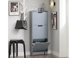 Zapatero Estrecho con 3 Solapas Organizador para Zapatos de Entrada 50 x 19 x 129 cm Gris FSR151-H-HG SoBuy ES