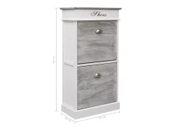 Zapatero gris 50 x 28 x 98 cm madera de paulownia