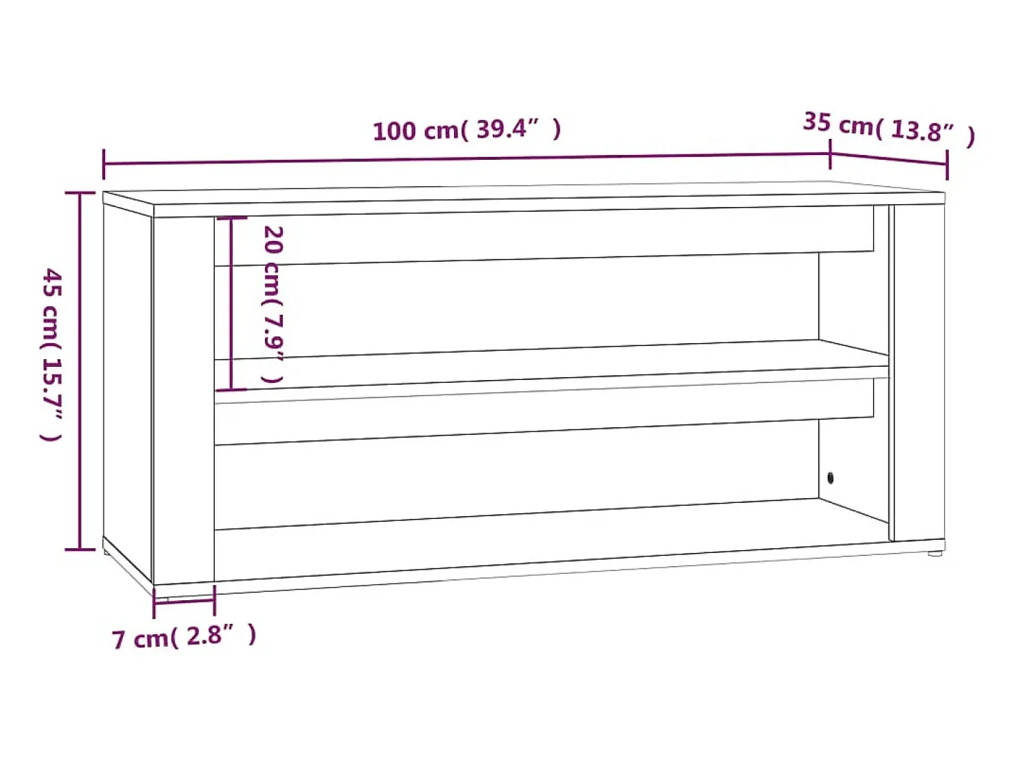 Zapatero Gris Hormigón 100x35x45 cm Madera de Ingeniería