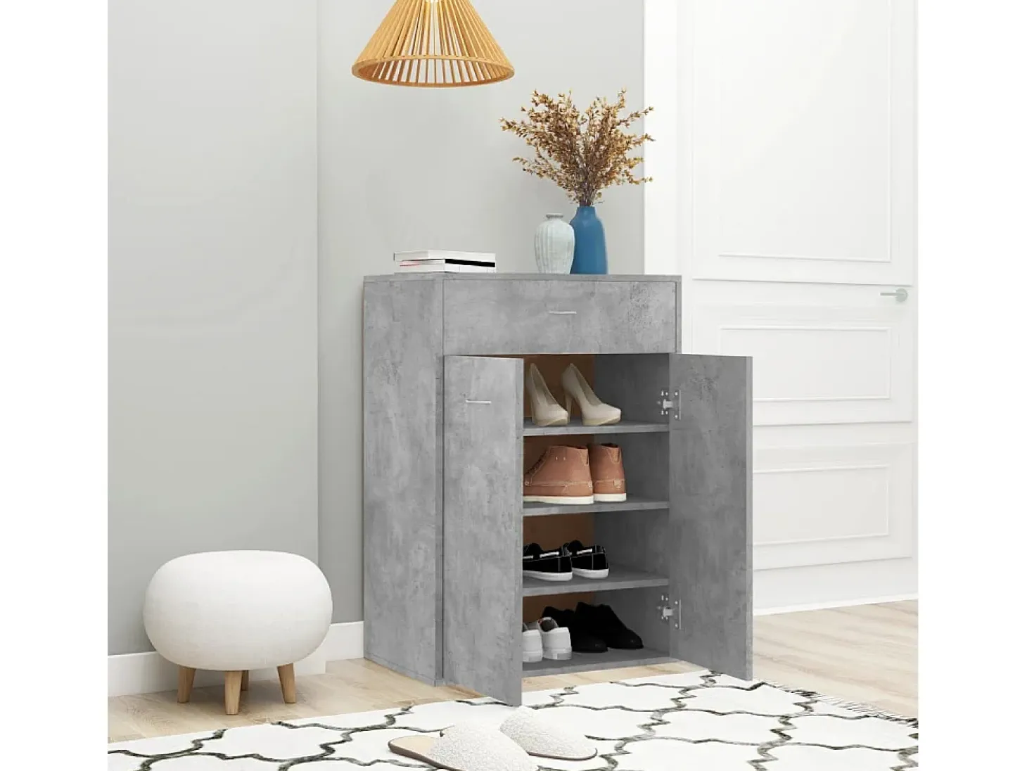 Zapatero gris hormigón 60x35x84 cm Madera de ingeniería