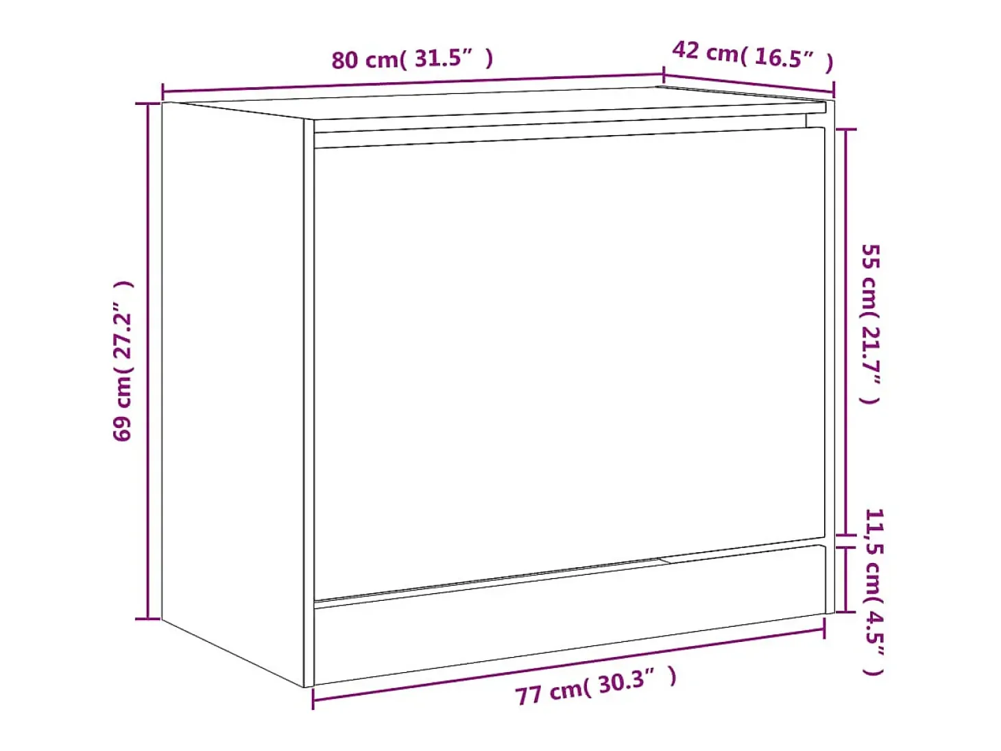 Zapatero gris hormigón 80x42x69 cm madera de ingeniería