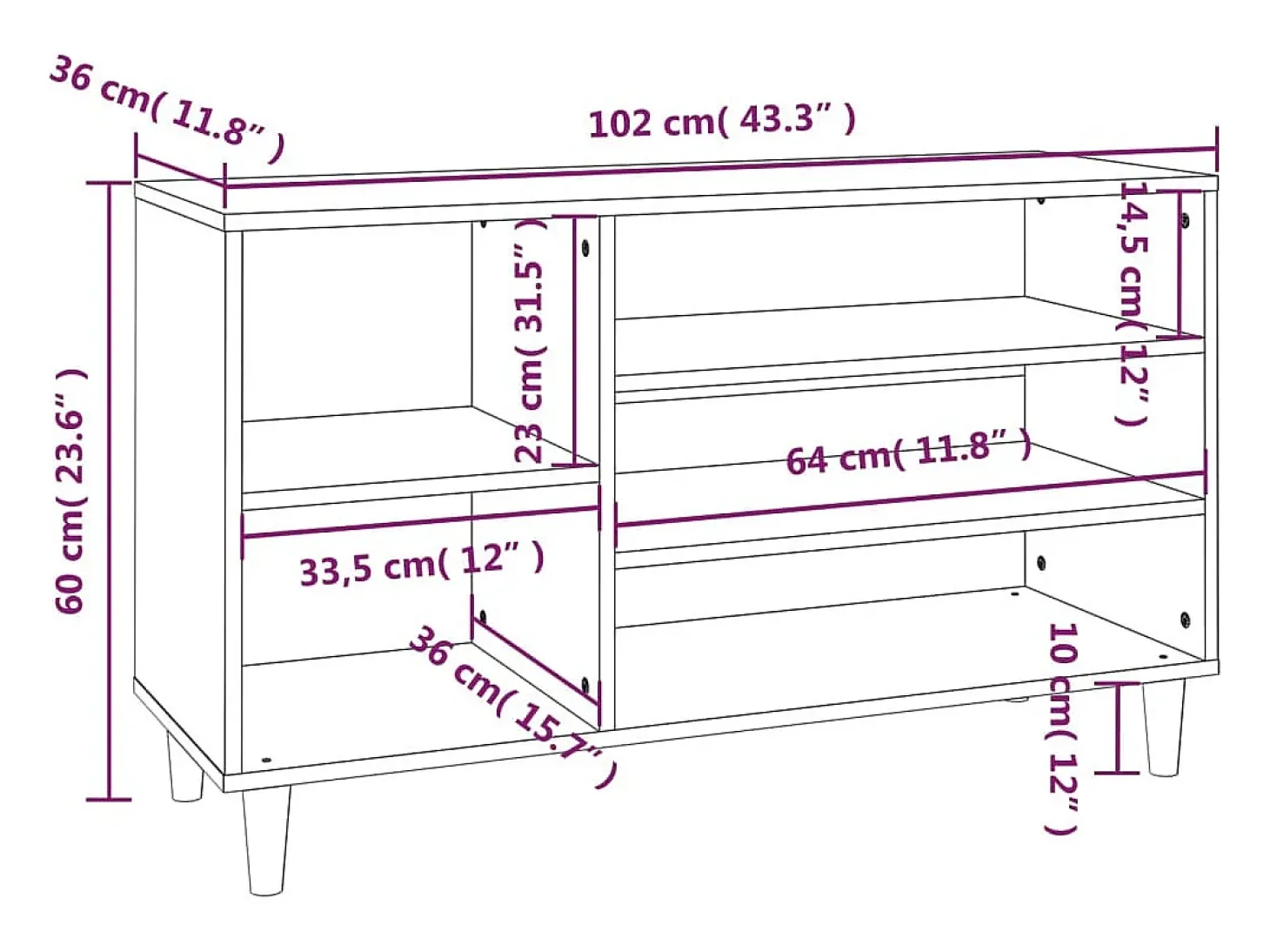 Zapatero gris hormigón 102x36x60 cm Madera de ingeniería