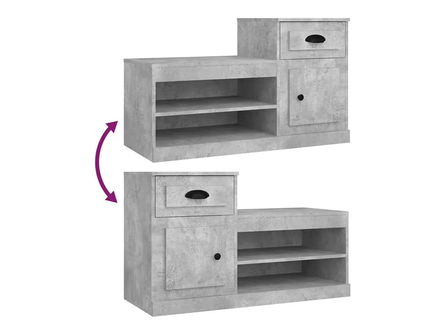 Zapatero gris hormigón 100x42x60 cm madera de ingeniería