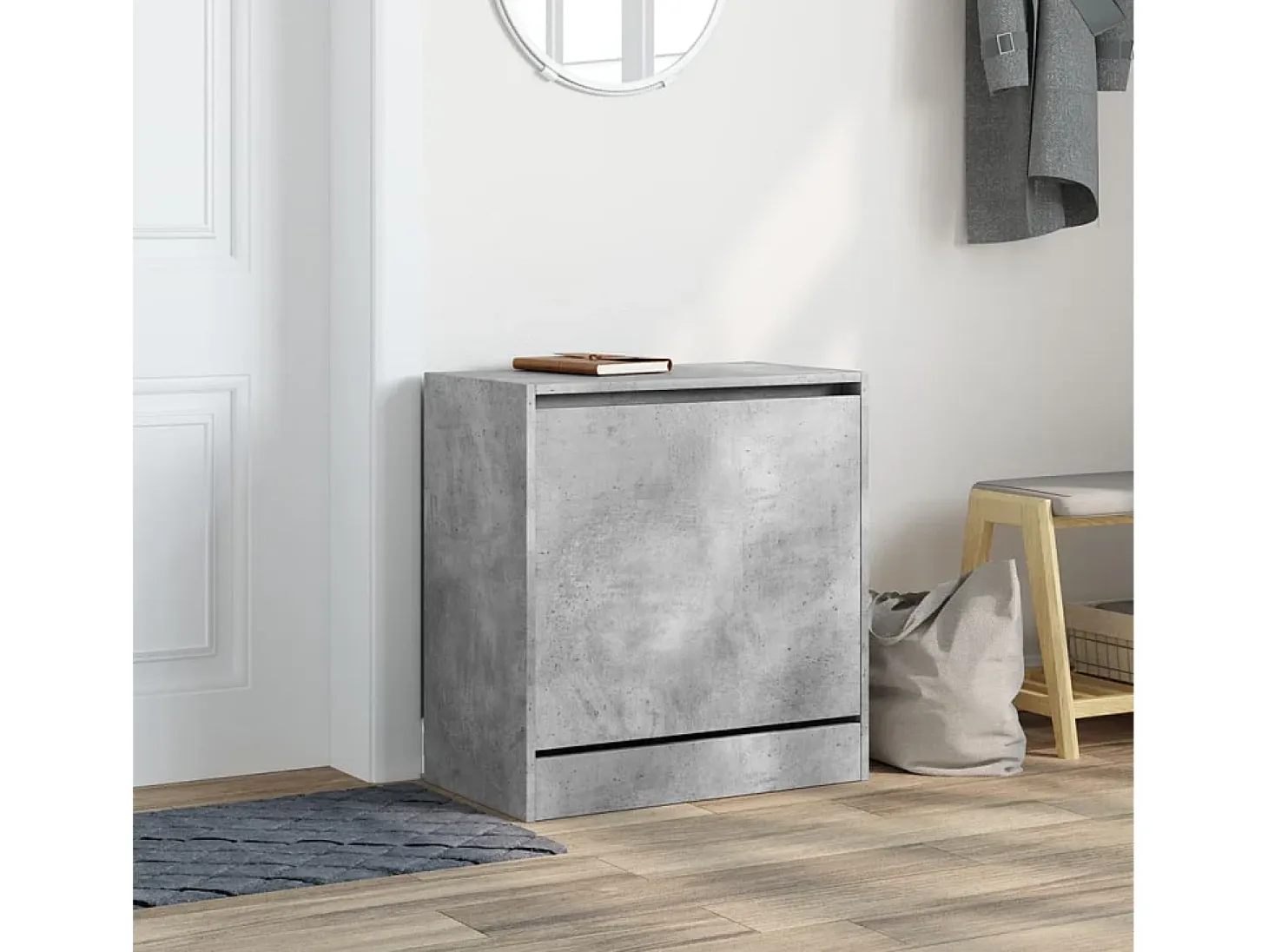Zapatero gris hormigón 60x34x63,5 cm madera de ingeniería
