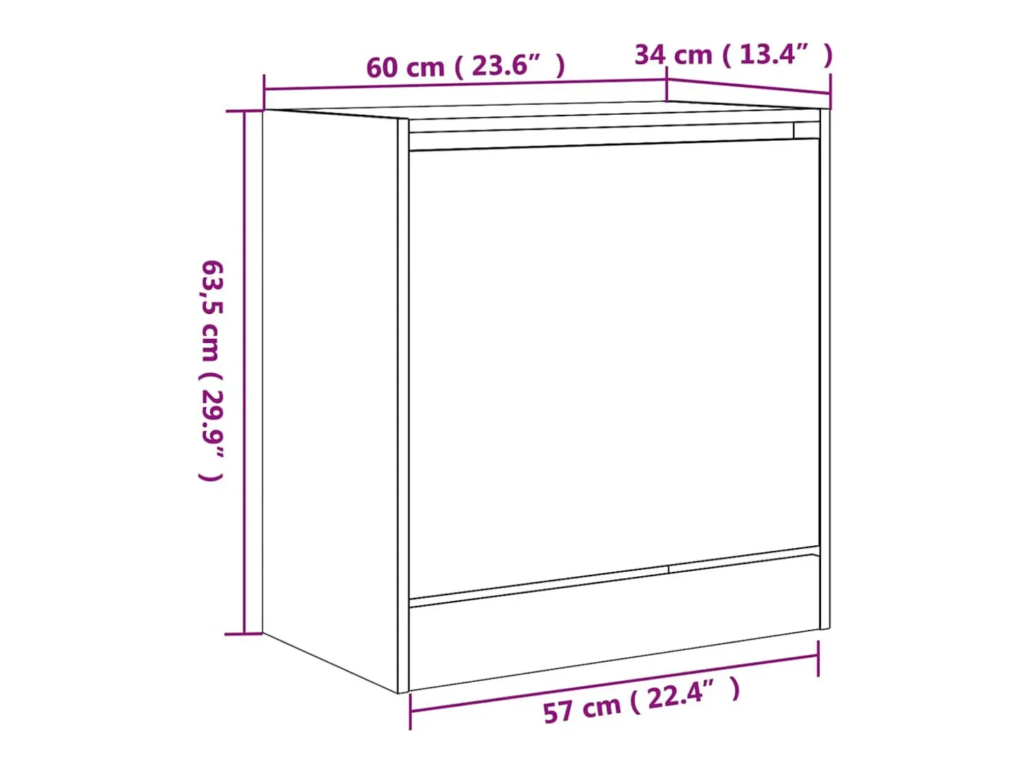 Zapatero gris hormigón 60x34x63,5 cm madera de ingeniería