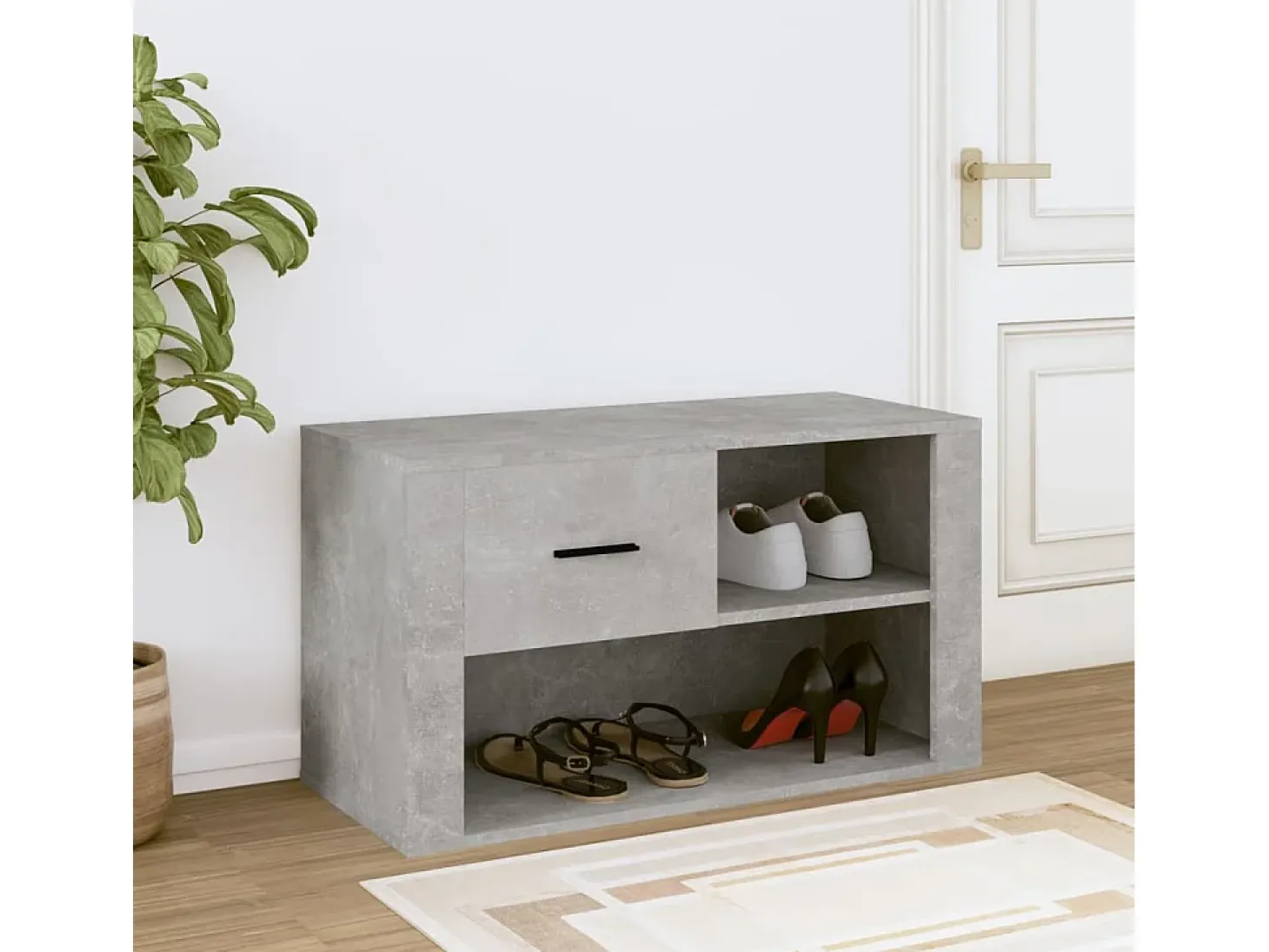 Zapatero gris hormigón 80x35x45 cm Madera de ingeniería